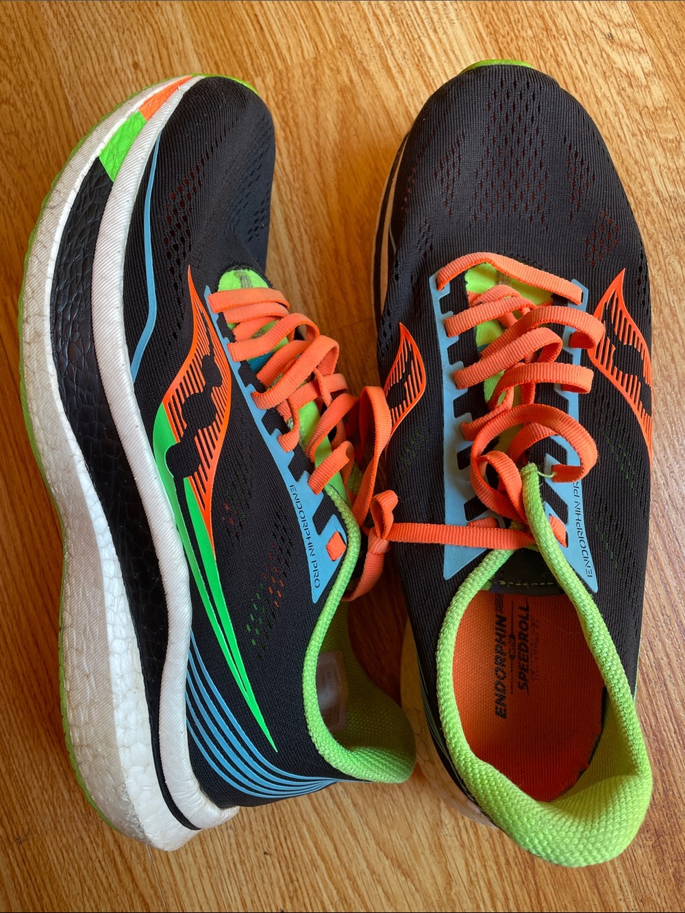 Saucony Endorphin Pro Men's Running Shoes - Black with Orange & Neon Green - Picture 3 of 8